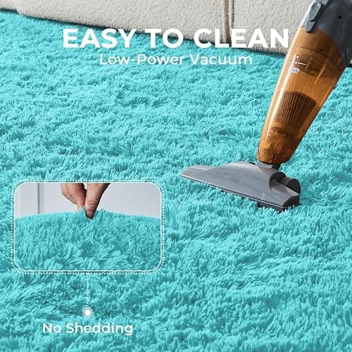 OPPODREAM 4x6 Aqua Blue Rugs for Bedroom, Ultra-Soft Fluffy Area Rugs for Living Room, 4 x 6 Shag Carpet for Nursery, Kids, Girl, Boy, Baby, Plush, Fuzzy, Shaggy, Cute Home Decor thumbnail 9