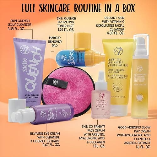 W7 Beauty Blast Skincare Secrets Set - Complete Full Size Skincare Routine with Day Cream, Serum, Cleansers, Toner Mist, Eye Cream and Makeup Remover Pad thumbnail 2