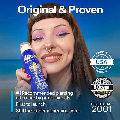 H2Ocean Piercing Aftercare Spray and Keloid Bump Removal– Sea Salt Spray for Body and Facial Piercings – Ear, Nose, Navel, Oral & Body Piercing Cleaner, Aftercare Solution for New Piercings– 4oz thumbnail 3