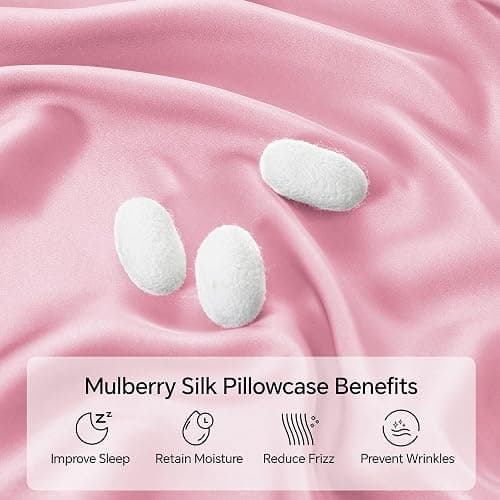INFIIXSO Mulberry Silk Pillowcase for Hair and Skin, Silk Pillow Cases Standard Size with Hidden Zipper 20x26 Inches, Extraordinary Smooth and Soft Cooling Pillow Cases for Hot Sleepers(Pink, 1 Pack) thumbnail 3