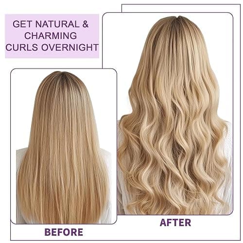 Heatless Curls Overnight Hair Curlers - 4 Pcs No-Heat Curling Rod to Sleep In,Velvet Hair Rollers with Satin Wrap thumbnail 2