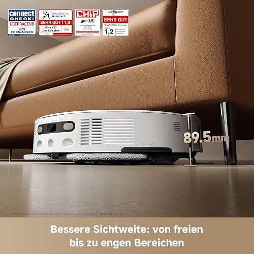 Mova V50 Ultra Complete Saugroboter mit Wischfunktion 24.000 Pa, 6cm Hindernisüberwindung, Liftable Navigation+RGB AI+LED, 80℃ Heißwasserwäsche & 63℃ Selbsttrocknung, DuoSolution System, Tricut Bürste thumbnail 3