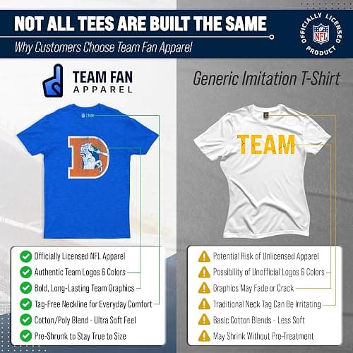 Team Fan Apparel NFL Modern Throwback T-Shirt - Cotton & Polyester Short Sleeve Adult Sports Tee thumbnail 2