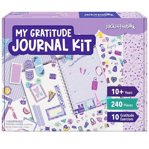 jackinthebox DIY Journal for Girls Ages 8-12, 242 pcs, Scrapbook Kit, Tween Girls Gifts, Girls Journal Kit, Includes 10 Mental Health Exercises (Purple) - Image 1