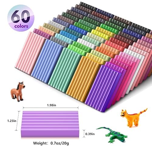 Aestd-ST Polymer Clay 60 Colors, Modeling Clays for Kids DIY Starter Kits, Oven Baked Model Clay, Non-Sticky,with Sculpting Tools, Holiday Gift for Children and Artists. thumbnail 4