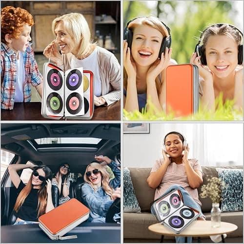 UENTIP 96 Capacity CD Case,Portable DVD Hard Plastic Case Holder CD Organizer Wallet Protective DVD Storage (96, Orange) thumbnail 5