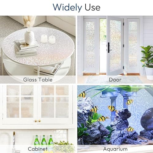 rabbitgoo Window Privacy Film Stained Glass Window Film, Mosaic Rainbow Decorative Glass Cling, Removable Static Cling Tint UV Blocking, Non-Adhesive Privacy Covering for Home, 17.5 x 78.7 inches thumbnail 7
