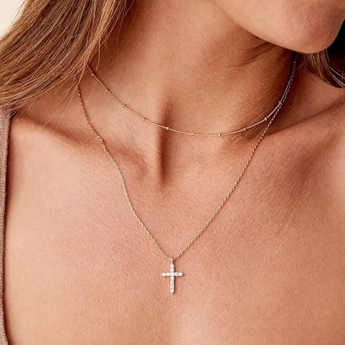 PAVOI 14K Gold Plated Layering Necklaces | Stylish Minimalist Design Pendant Necklaces | Butterfly, Heart, Lock, Evil Eye, Coin, Lightning Bolt, Circle, Cross Pendants for Women thumbnail 2