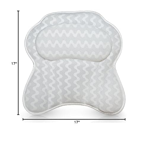 Bath Pillow Bathtub Pillow Back Neck Support Pillow, Spa Cushion for Tub, Relaxing Headrest Bath Pillow, Portable Washable Bathtub Accessories with 3D Air Mesh Thick Soft Bath Pillow (Deluxe) thumbnail 3