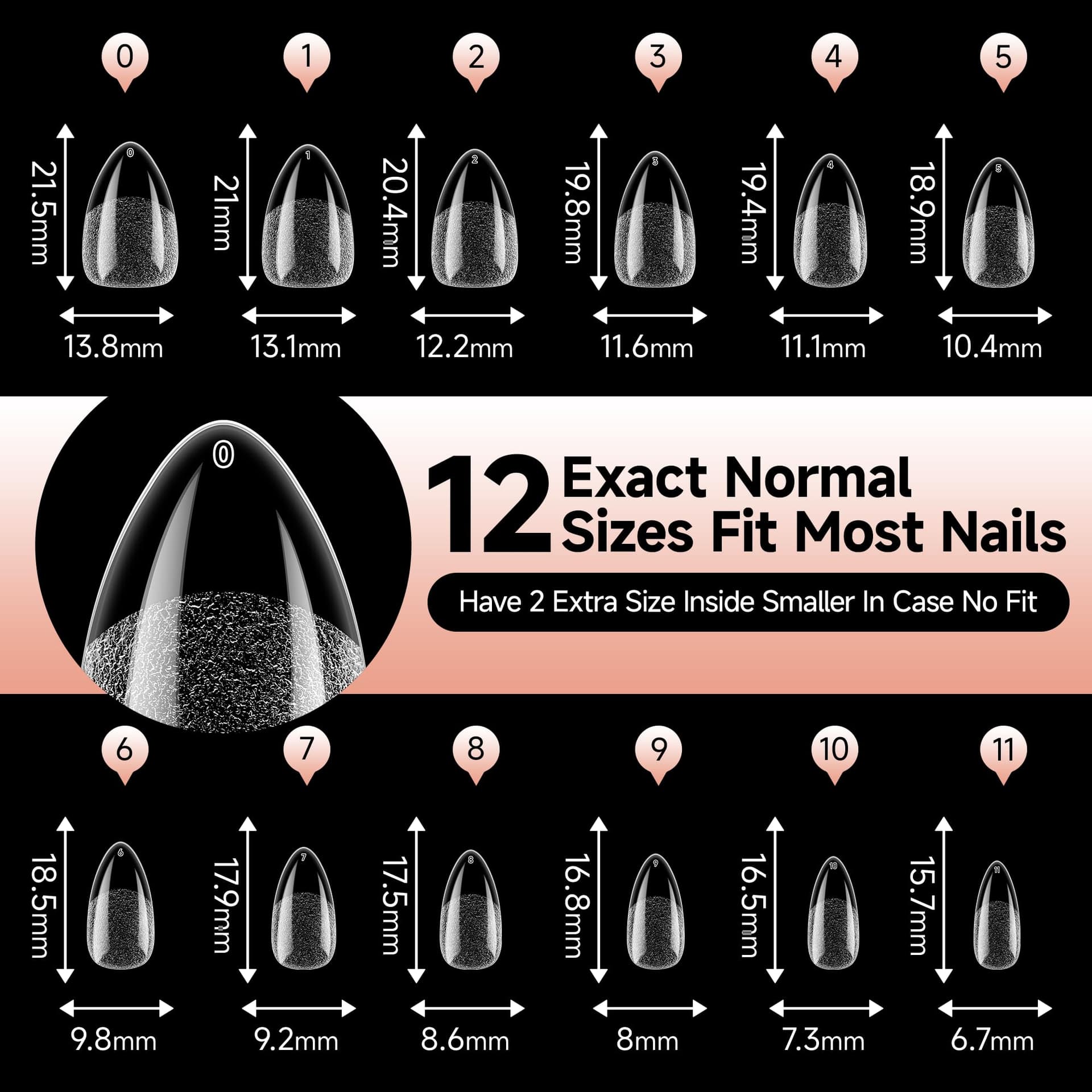 UNA GELLA Short Almond Gel Nail Tips Half Matte Short Almond Gel Nail Tips Full Cover Strong&Lasting Clear Gelly Acrylic False Nails Tips 120pcs DIY Nail Art Salon 12 Sizes for Women thumbnail 8