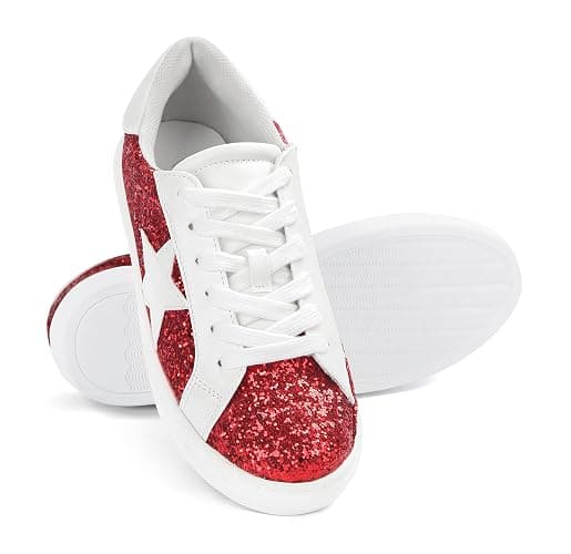 PARTY Women's Fashion Star Sneaker Lace Up Low Top Comfortable Cushioned Walking Shoes thumbnail 3