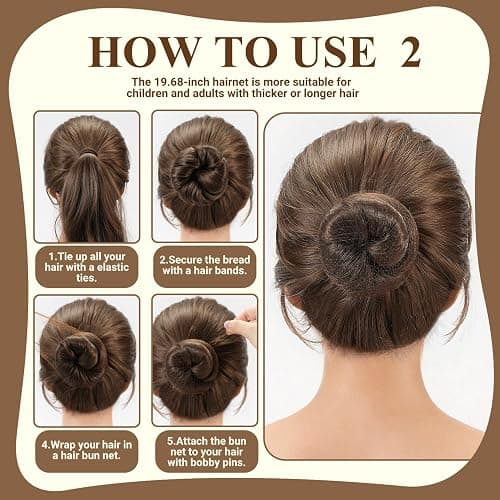 TsMADDTs Bobby Pins and Hair Nets Set, Hair Accessories for Women with Invisible Nets for Ballet Bun(11.81&19.86in), U Pins for Dance(1.37&2.36in), Elastic Bands, Clear Rubber Bands thumbnail 7