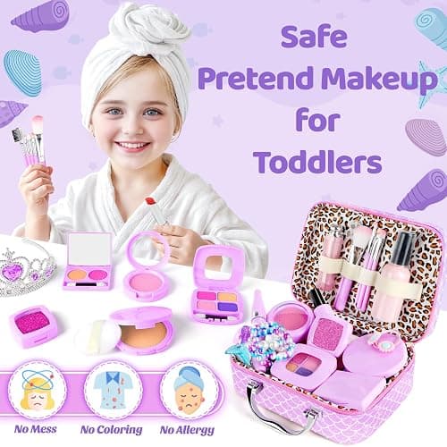 INNOCHEER Pretend Makeup for Toddlers Toys, Fake Makeup Mermaid Toys for Girls Purse, Toddler Makeup Kit Pretend Play Makeup Toys, Toy Mermaid Makeup for Kids, Gifts Toys for 3 4 5 6 7+ Year Old Girls thumbnail 6