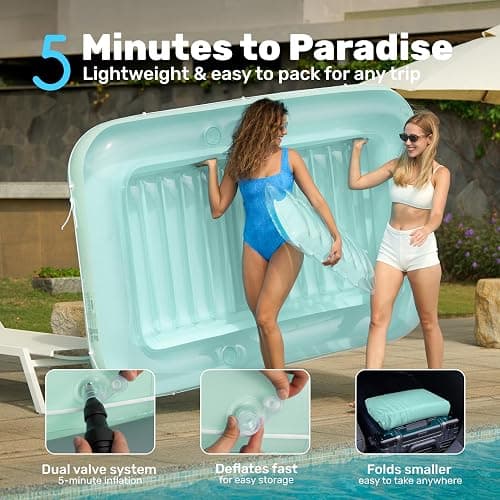Sloosh Inflatable Tanning Pool Lounge Float, Sun Tan Tub Adult Pool Floats Raft for Pool Sunbathing Suntan Blow up Pool Lounger Tanning Bed Floatie for Adults thumbnail 6