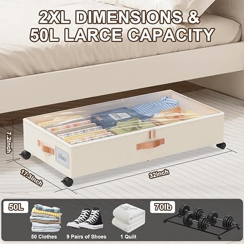 Under Bed Storage with Wheels (2 PACK) thumbnail 2