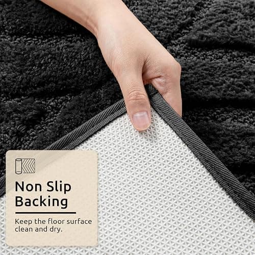 DEXDE Bathroom Rugs 20x32 Inches - Boho Bath Rug Geometric Non-Slip Machine Washable Soft Quick Dry Plush Bath Mat for Bathroom, White thumbnail 5