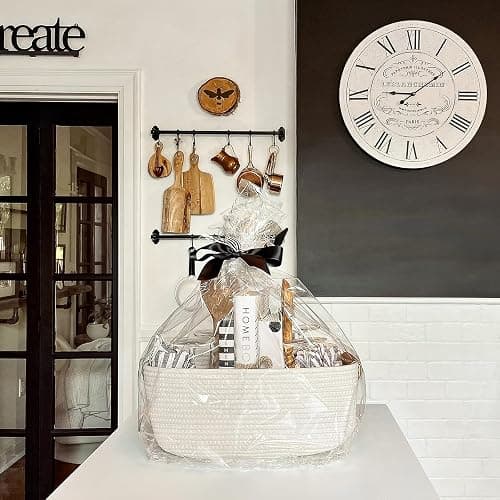 Cherrynow Square Woven Storage Basket for Shelves,Books,Cotton Rope Basket,Cube Storage Bin for Baby Toy,Towel,Magazine Basket,Home Décor White thumbnail 5