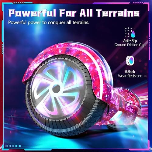 SISIGAD Hoverboard for Kids Ages 6-12, with Built-in Bluetooth Speaker and 6.5" Colorful Lights Wheels, Safety Certified Self Balancing Scooter Gift for Kids - K02-Starry Purple thumbnail 5