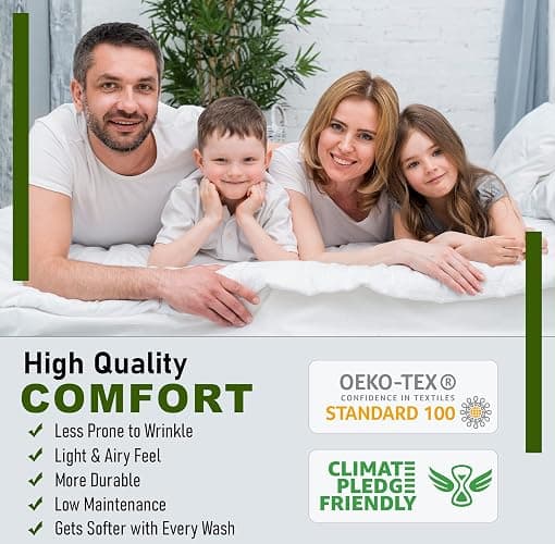 RUVANTI 100% Cotton Sheets – Full Size Percale Bedding, Cooling & Breathable Floral Design, Durable with a Crisp, Soft & Comfortable Feel, 16" Deep Pocket, 4-Piece Set, Twin Spring thumbnail 8