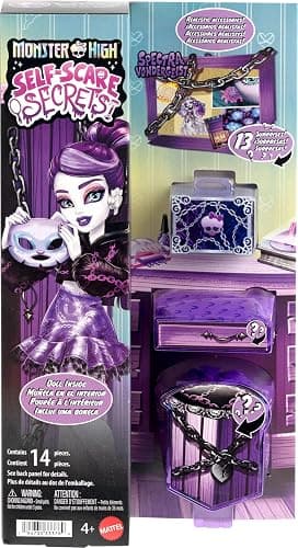 Monster High Self-Scare Secrets Spectra Vondergeist Doll and Accessories Set with 13 Realistic Surprises Like Manicure Kit and Record Player thumbnail 6