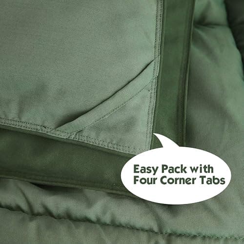 HIG 3pc Green Comforter Set Full SizeDuvet Insert, Reversible, All Season, Box Stitched, with Corner Tabs, Soft, Fluffy thumbnail 6