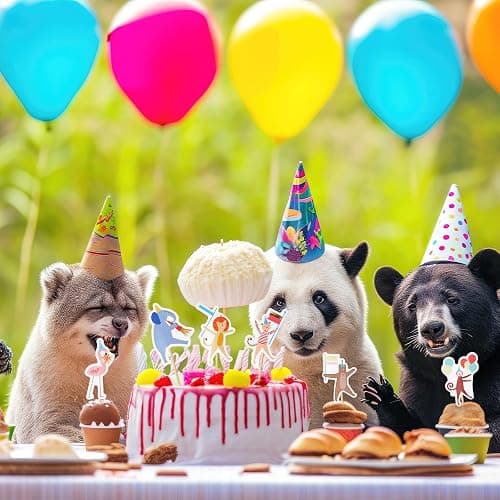 AmazingSpark 24 Pcs Animal Parade Cupcake Toppers Safari Cupcake Picks Woodland Jungle Cake Decorations for Jungle Theme Baby Shower Zoo Wild Animal Birthday Party Supplies thumbnail 5