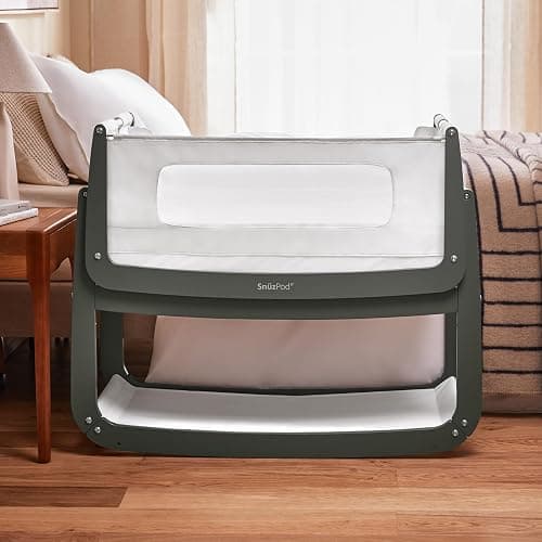 SnuzPod 4 Bedside Crib - Rocking Next to Me Crib with Lift off Bassinet, Lightweight Portable Baby Bed Cot with Zip-Down Wall 3D Breathable Mattress, 6 Height Settings and Comfort Incline Mode, Sage - Sage - Single thumbnail 7