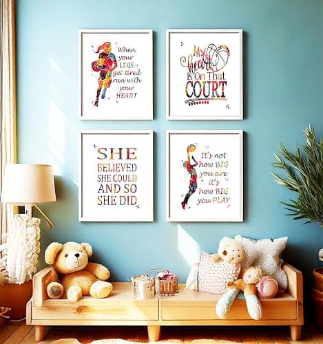 Watercolor Basketball Player Girl Athlete Illustration Art Print Set for Girl's Bedroom Motivation, Playroom Energy Boost, Locker Team Spirit, Young Hoopster Surprises, Aspiring Guard Tokens, Team Leader Honors, Coach Appreciation Gifts, Birthday Slam Dunk Markers - 8x10 Unframed Print Set thumbnail 8