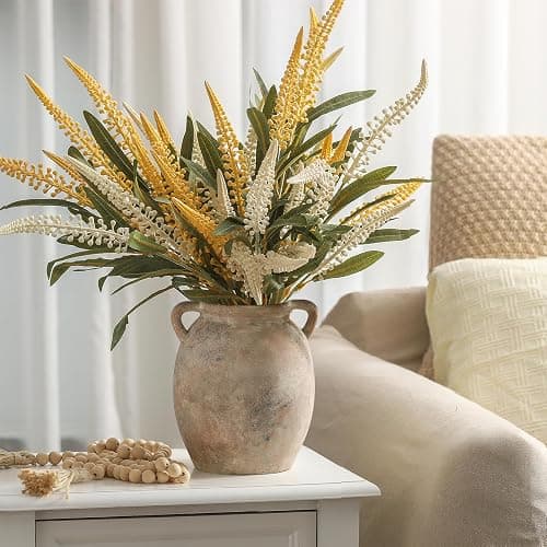 Dobbyby Ceramic Flower Vase 7.6 inch Farmhouse Rustic Vase Decorative Pottery Terracotta Vases for Home Decor Table Mantle Fireplace Living Room Bathroom Wedding Centerpiece (Whitewashed) thumbnail 8
