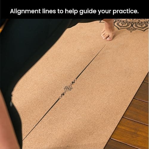 Luxury Cork Yoga Mat - Non Slip, Extra Thick Grip. Thicker, Longer, and Wider for More Comfort and Support. Tough Enough For Hot Yoga. Natural, Non Toxic, and Eco Friendly. Optional Alignment Lines. thumbnail 9