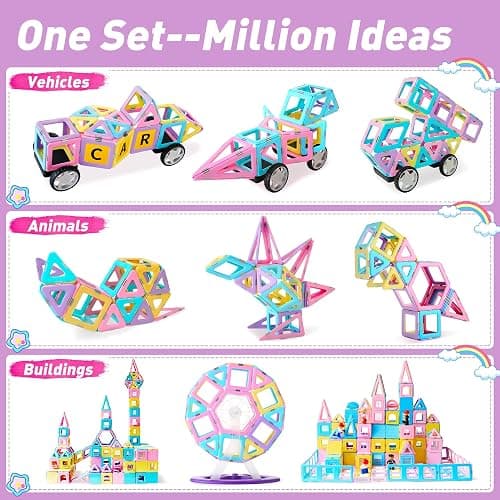 MAGBLOCK Magnetic Building Blocks Set, Upgraded Magnetic Tiles Toys for 3 4 5 6 7 8+ Year Old Girls, 103pcs Magnet Toys for Toddlers Boys and Girls 3-5 thumbnail 4