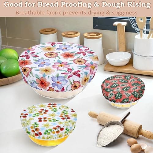 Revahope 5-Size Reusable Beeswax Bowl Covers for Bread Proofing, Cotton Cloth Flexible Beeswax Wraps for Food Storage(Tomatoes) thumbnail 2