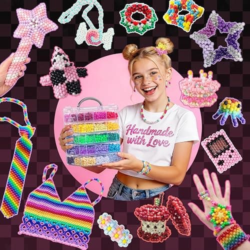 Simetufy 6000Pcs Pony Beads, 30 Colors 6x9MM Kandi Beads Bulk for Crafts Bracelet Making Hair Braiding Jewelry Key Chains DIY Crafts Gifts (3.44lb, Stack Box) thumbnail 6