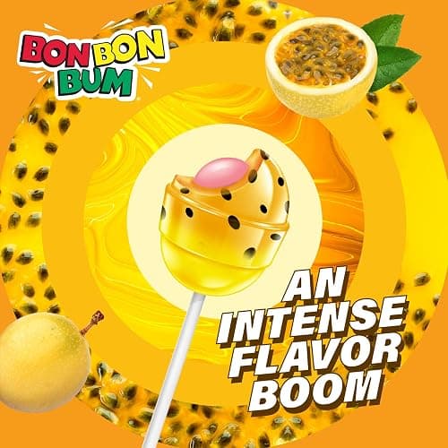 Colombina Bon Bon Bum Lollipops Tropical Passion Fruit Flavor, 24 Count (Pack of 1) thumbnail 9