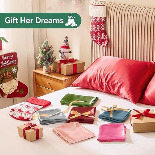 BEDELITE Satin Pillowcase for Hair and Skin, Super Soft and Cooling Similar to Silk Pillow Cases 2 Pack with Envelope Closure, Gift for Women Men(20"x26" Standard Size, Coral) thumbnail 3