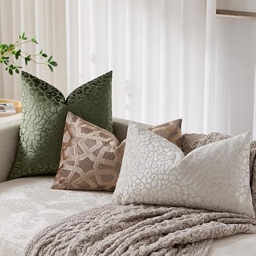 White Leopard Pillow Covers Pack of 2, Geometric Pattern Design, 18x18 Inch | Invisible Zipper Elegant Modern Home Decor for Couch Bedroom thumbnail 5