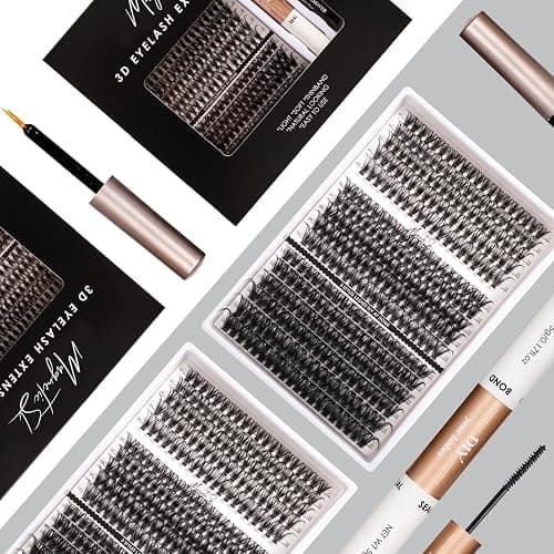 320PCS Individual Eyelashes Kit - 40D, 50D, 100D DIY Lash Extension Kit with Bond, Seal, Glue & Applicator - 11-20mm Volume False Eyelashes - D Curl Individual Cluster thumbnail 5