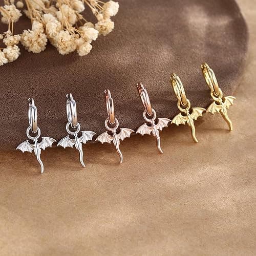 LNIEER Tiny Dragon Huggie Small Hoop Earrings with Charm, Personalized Dragon 316L Surgical Steel 18k Gold Plated Dagon Drop Dangle Earrings for Women thumbnail 2