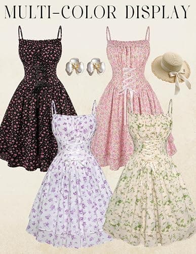 Scarlet Darkness Women Corset Floral Dress Spaghetti Strap Mini Sundress for Teens thumbnail 6