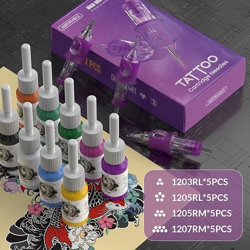 Wormhole Tattoo Gun Tattoo Kit with Wireless Tattoo Machine, 2PCS 1,200mAh Capacity Tattoo Batteries, 20 Cartridge Needles with Finger Ledge, Ink Color Set for Artists-Purple thumbnail 7