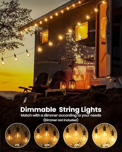 Brightown Outdoor String Lights 29 Feet G40 LED Patio Lights, Plug-in, 13 Plastic Edison Bulbs(1 Spare), Waterproof Connectable Hanging Light for Backyard Porch Balcony Party Decor, E12 Base, Black thumbnail 3