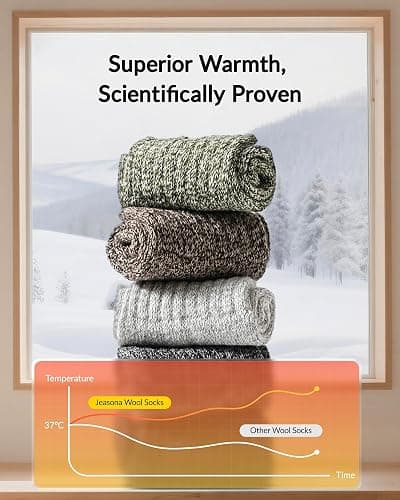 Jeasona Wool Hiking Socks for Women Warm Winter Thermal Thick Socks for Cold Weather Cozy Gifts for Women Mom 5 Pairs thumbnail 4