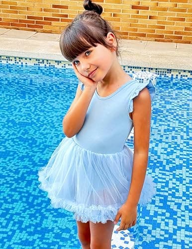 Zaclotre Tutu Dance Dresses for Girls Ruffle Sleeve Criss-Cross Back Ballet Leotards Toddler Ballerina Costume thumbnail 6