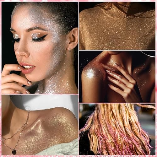 SIGHTOR Body Glitter Spray 30ML Shiny Spray for Body Hair Face Clothing | Sliver Body Shimmer Glitter Loose Sparkle Makeup for Body Highlighter thumbnail 6