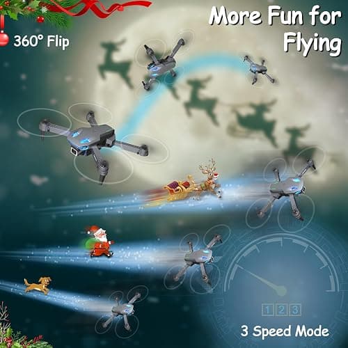 Wipkviey T28 Drone with Camera for Adults 1080P, Foldable RC FPV Quadcopter for Beginners, with Altitude Hold, 3D Flips, Gesture Selfie, Waypoint Flight, 2 Batteries, Ideal Gift for Kids, Boys & Girls thumbnail 3