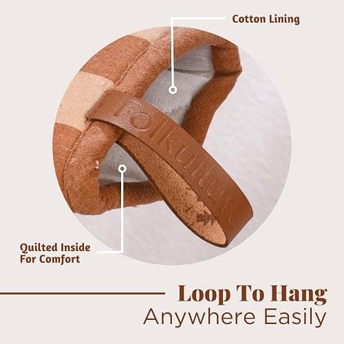 Folkulture Mini Oven Mitts Heat Resistant | (5.75x9) Set of 2 Orange Oven Mittens | Short Oven Gloves with Hanging Loop, Oven Mits | Kitchen Mittens for Home, Small Oven Accessories for Baking thumbnail 6