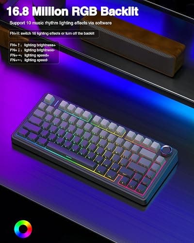 AULA F75 Pro Wireless Mechanical Keyboard,75% Hot Swappable Custom Keyboard with Knob,RGB Backlit,Pre-lubed Reaper Switches,Side Printed PBT Keycaps,2.4GHz/USB-C/BT5.0 Mechanical Gaming Keyboards thumbnail 6