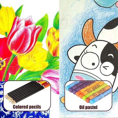 KINSPORY 168-Pack Art Supplies, Deluxe Wooden Art Set Crafts Drawing Painting Coloring Kit, 3 Pack Coloring Pads， Creative Gift Box for Artist Beginners Kids Girls Boys thumbnail 4