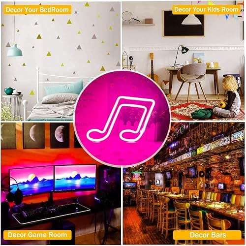 VIFULIN Music Note LED Neon Light for Wall Decor - Battery or USB Powered - Pink Neon Light Up Sign for Girls Room Bedroom Decor thumbnail 7