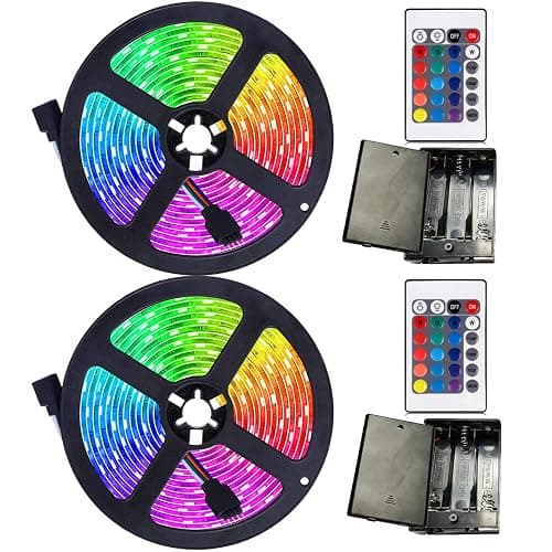111111 Battery Powered Led Strip Lights,2 Pack 6.56ft Strip Lights Battery Operated Led Strip Kit,24-Keys Remote Controlled,DIY Indoor and Outdoor Decoration - Image 1